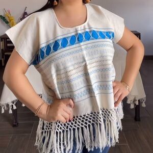 Blue and Cream Huipil